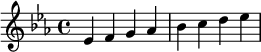 \transpose c es {
\relative c' {
\key c \major \time 4/4
c4 d e f g a b c
}
}