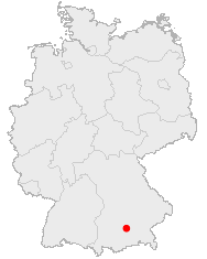 Deutschlandkarte, Position von München hervorgehoben