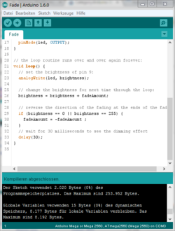Bildschirmfoto der Arduino IDE Version 1.0.1