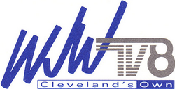 In blue script, the letters "WJW" next to a stylized "TV8" in gray. Underneath are two boxes; "Cleveland's" with blue-text-on-white, and "Own" with white-text-on-blue.